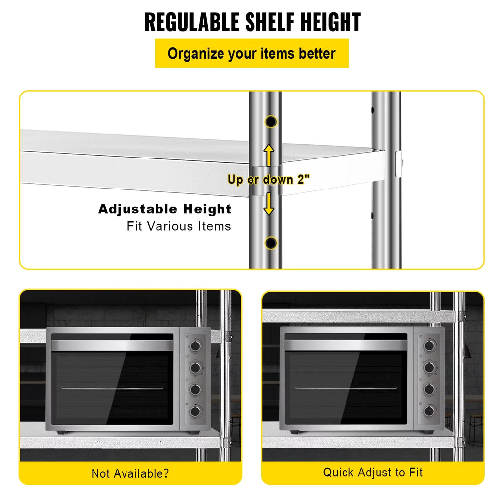 5-Tier Stainless Steel Shelving Unit 60x18.5 inch P13361