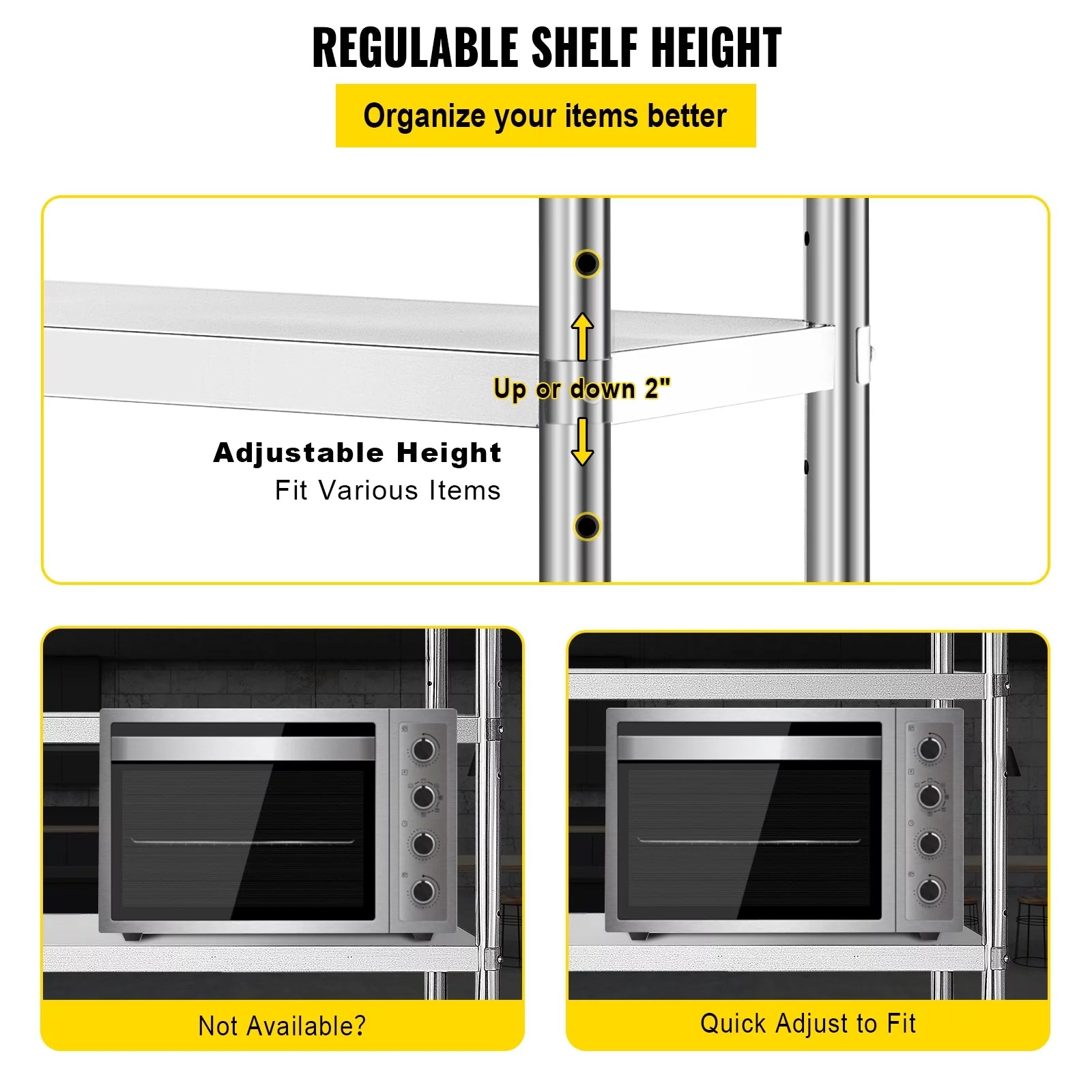 5-Tier Stainless Steel Shelving Unit 60x18.5 inch P13361