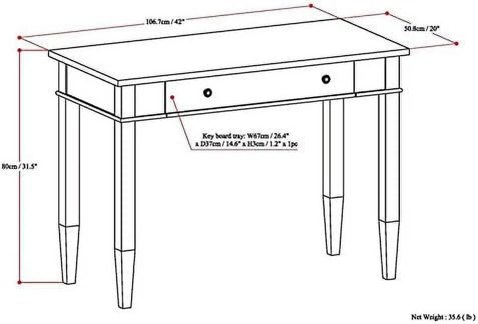 Solid Wood Computer Desk for Home Office, 42" Writing Desk H5586