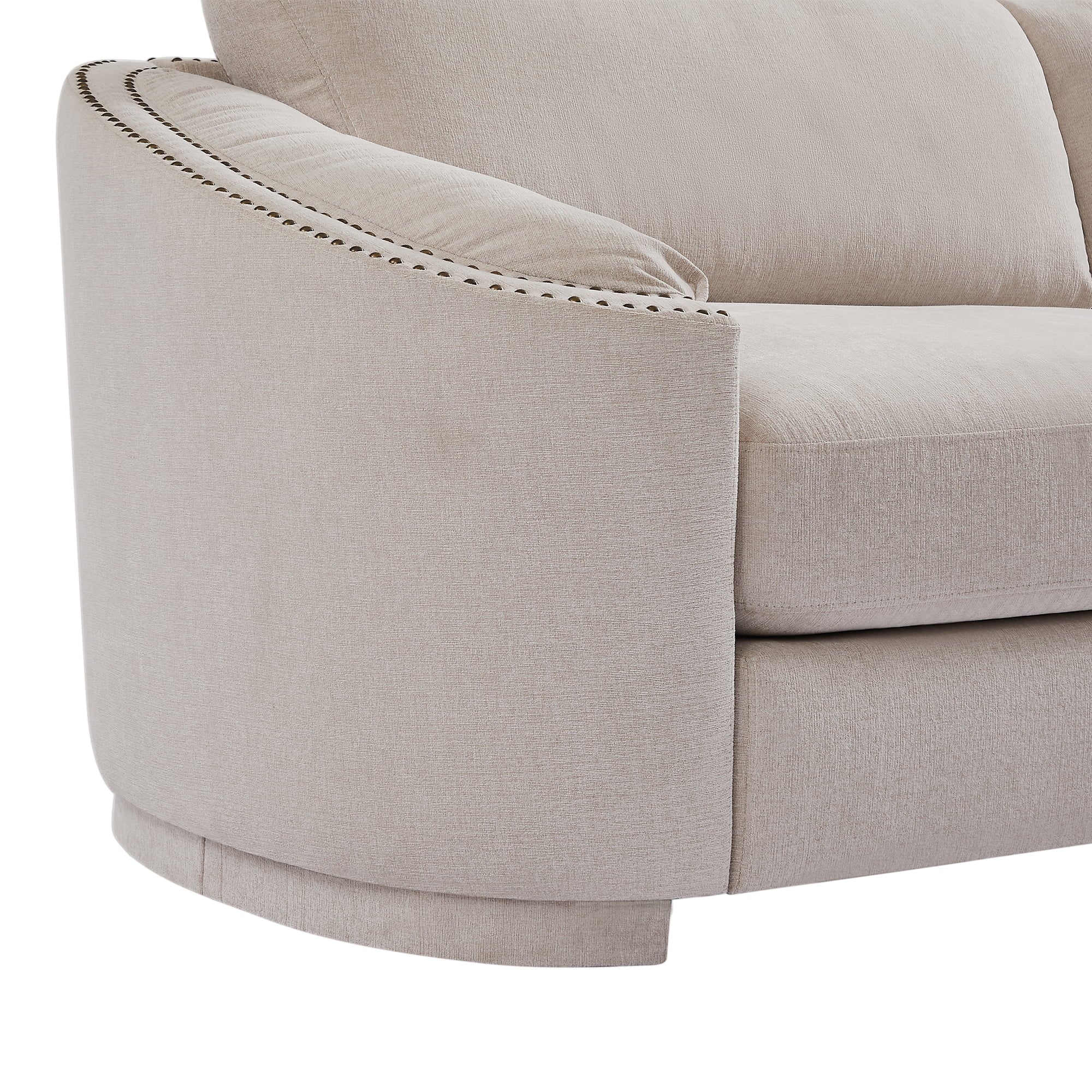 Upholstered 3-Seater Sofa Couch with Semilunar Arm, Beige M669