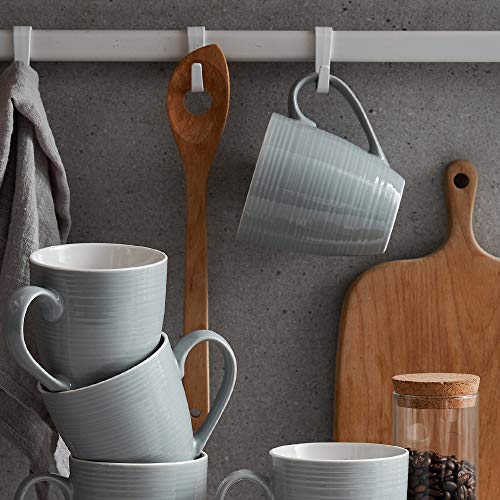 Ceramic Coffee Mug Set of 6, 17 oz with Handle, White I8842