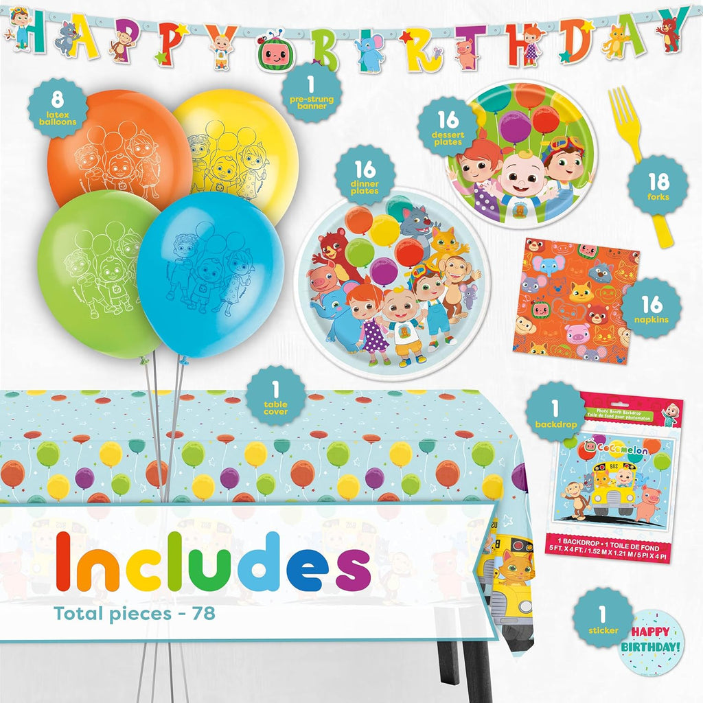 Party Supplies Birthday Backdrop Balloons Tablecloth Plates Napkins Forks Sticker E479780