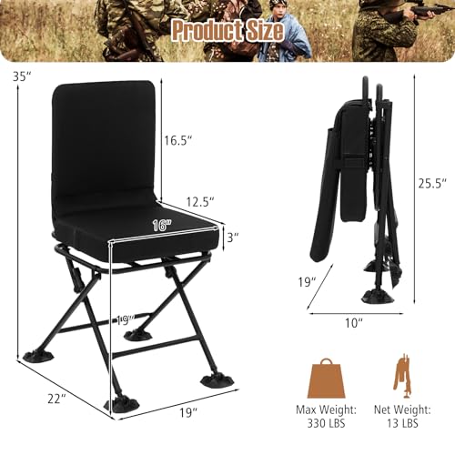 360° Swivel Hunting Chair with Padded Cushion, Folding and Portable N117