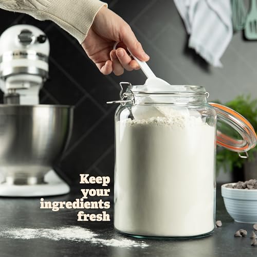 1 Gallon Glass Mason Jar with Hinged Lids, Wide-Mouth Airtight Canning Jar, Pickling & Flour Storage - Pack of 2 U55043
