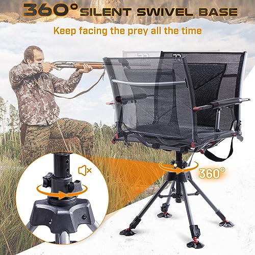 360 Degree Swivel Hunting Chair, 400 lbs Capacity, Height Adjustable, Padded Seat S57964