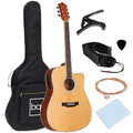 Best Choice Products Beginner Acoustic Electric Guitar Starter Set 41in w/All Wood Cutaway Design, Case, Strap, Picks - Sunburst