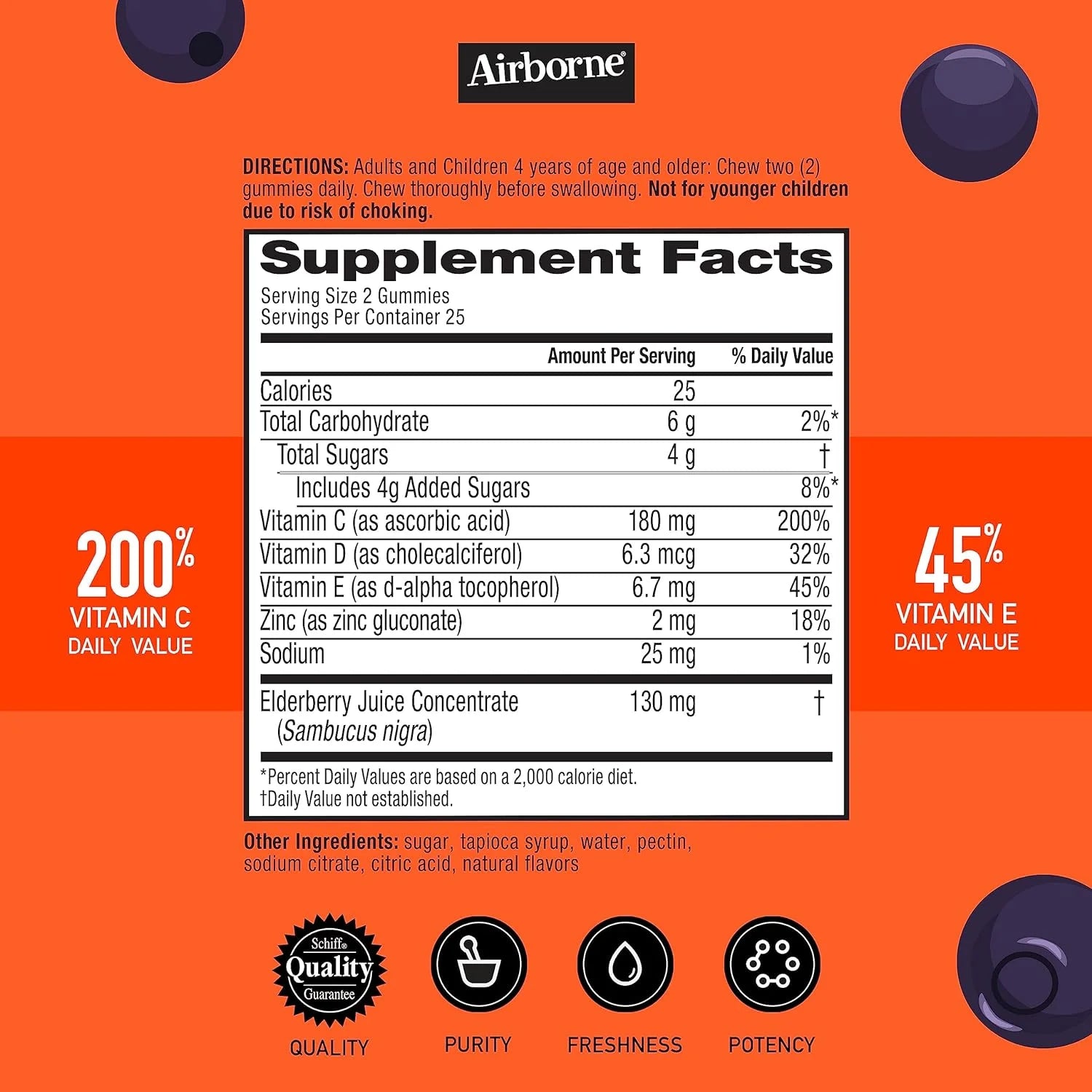 Elderberry Zinc & Vitamin C Gummies for Kids Immune Support, 50 Count A43238