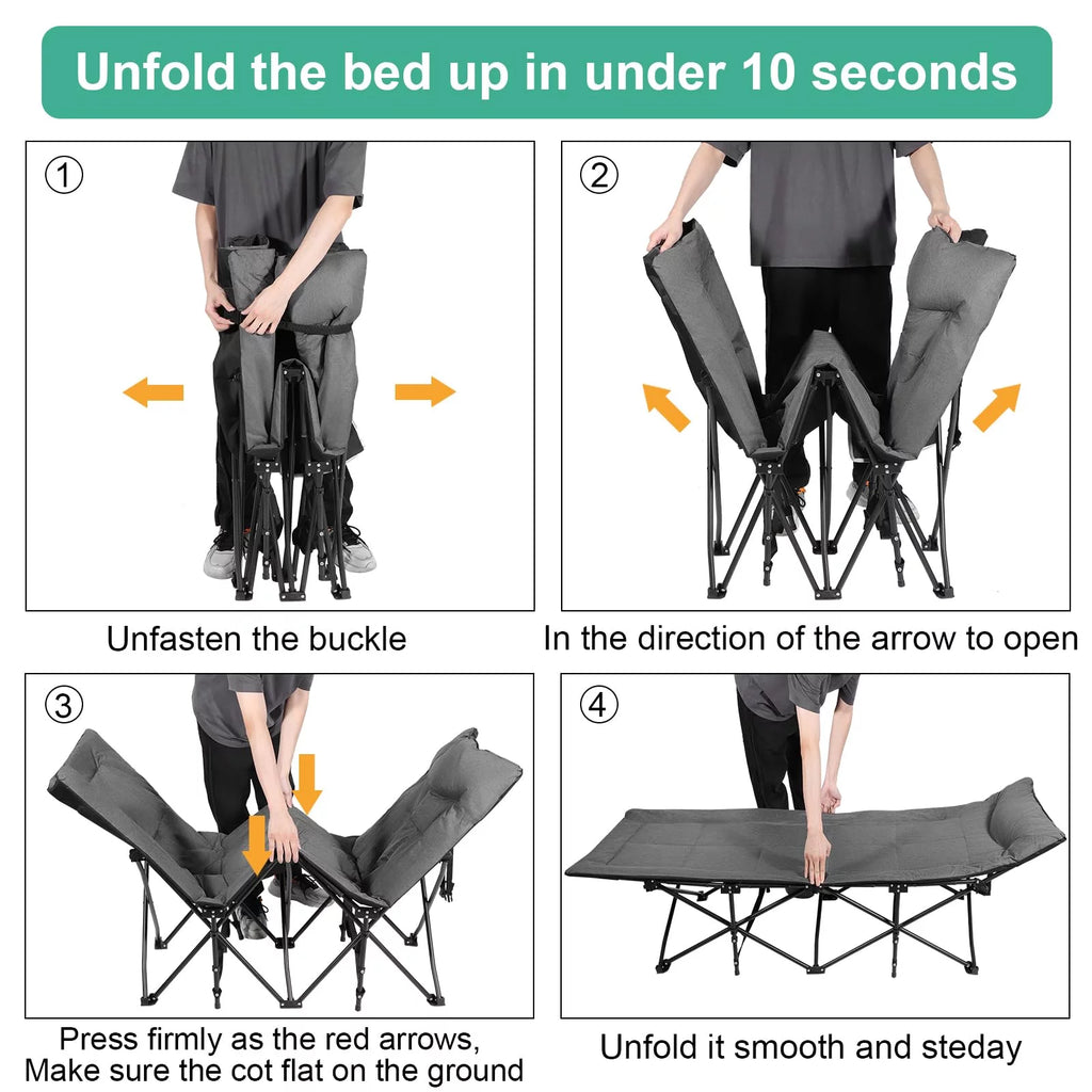Folding Camping Cot with Pillow, Lightweight for Indoor and Outdoor Use P694196