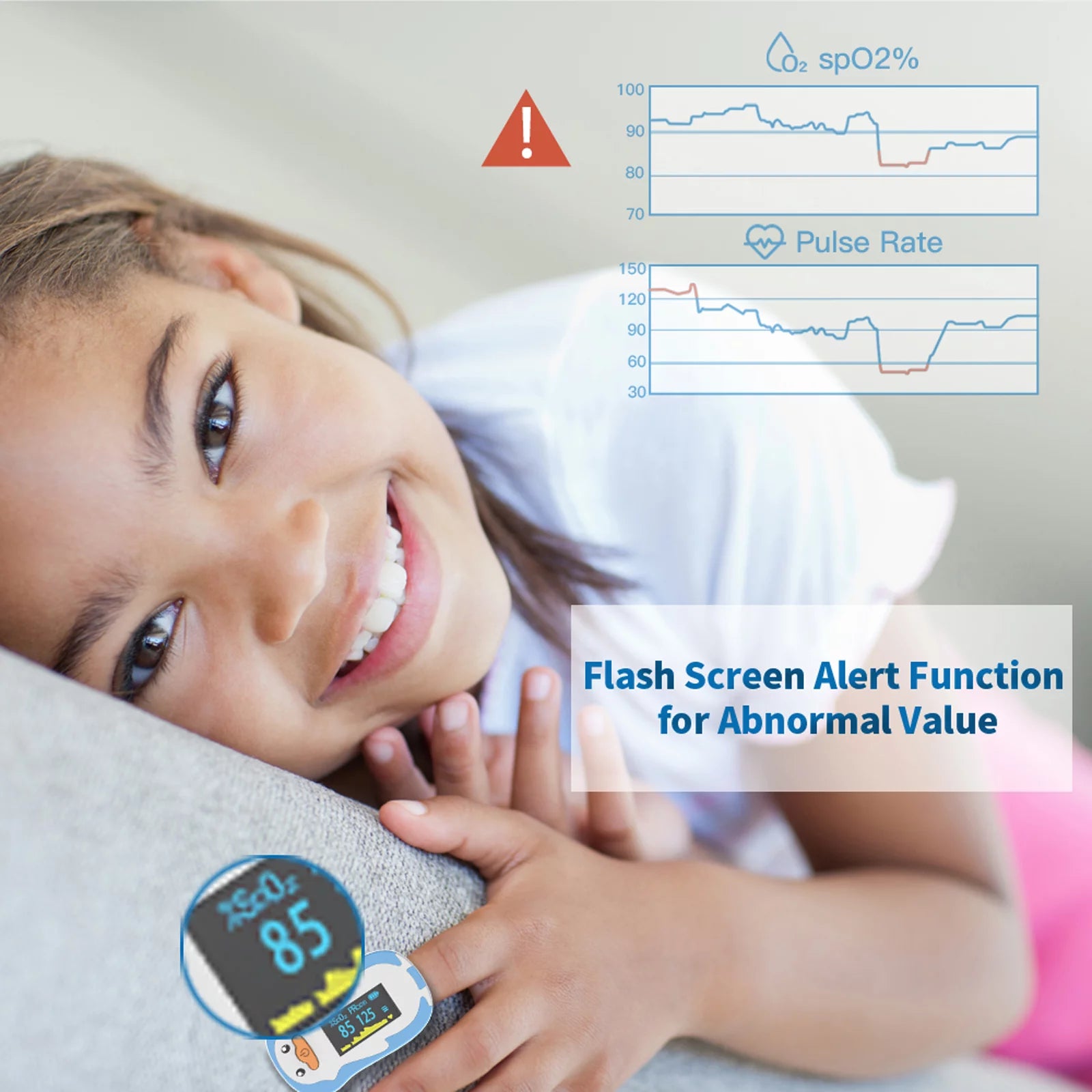 Fingertip Pulse Oximeter for Kids and Children, Blue X5041