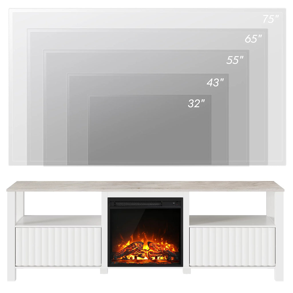 Electric Fireplace TV Stand for TVs up to 75 Inch, White E8976
