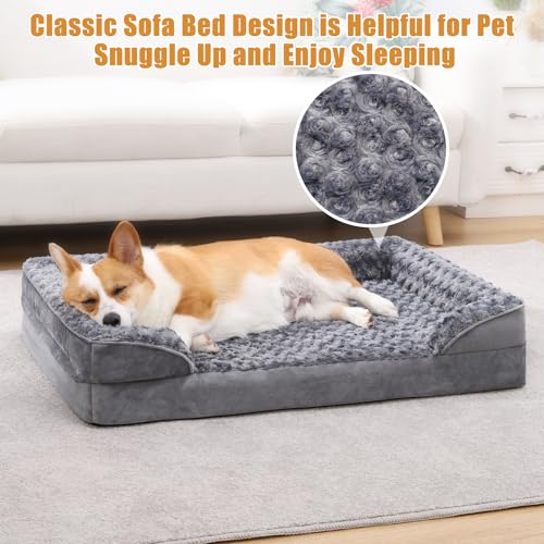 Orthopedic Dog Bed Medium Size Waterproof Washable with Removable Bolster G51373