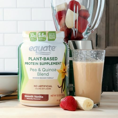 Plant-Based Protein Supplement, 2 lbs, Vegan, Non-GMO, Pea & Quinoa Blend, Vanilla Q833
