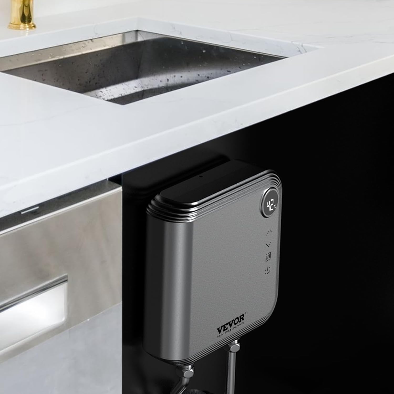 Tankless Electric Water Heater, 7kW On-Demand Under Sink, Digital Display T994515