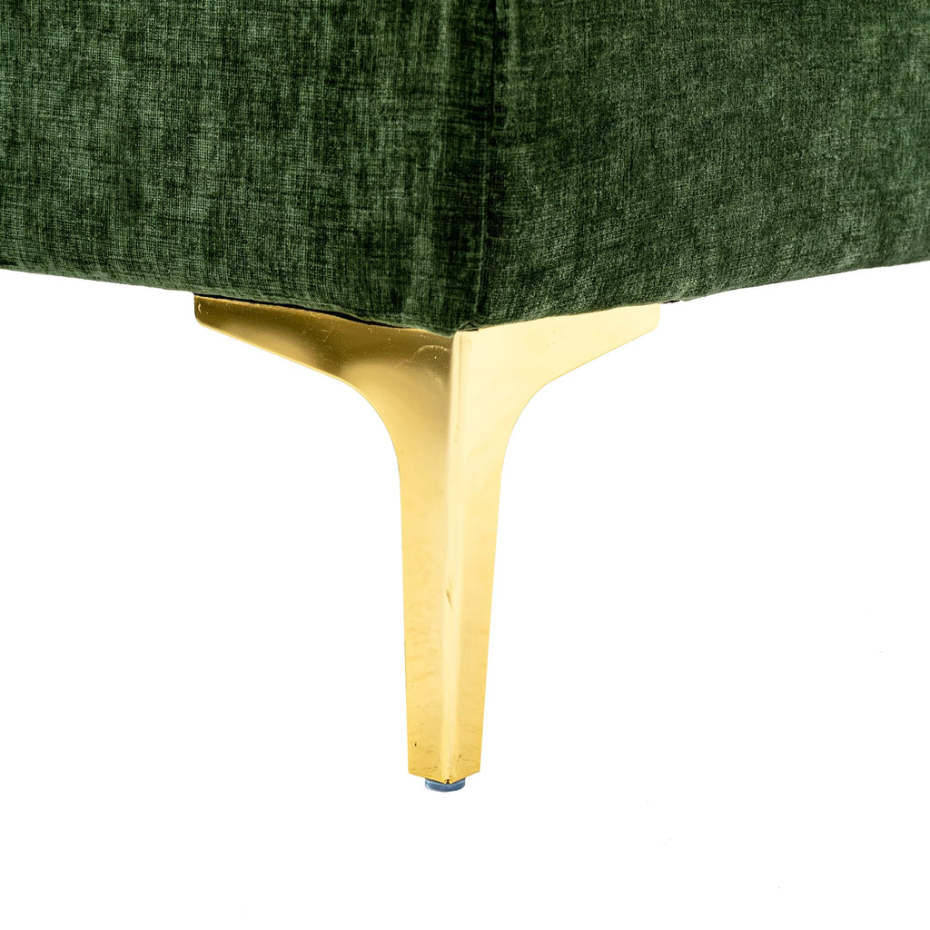U-Shaped Sectional Sofa with Golden Metal Legs, Velvet Loveseat Chaise Lounge E893