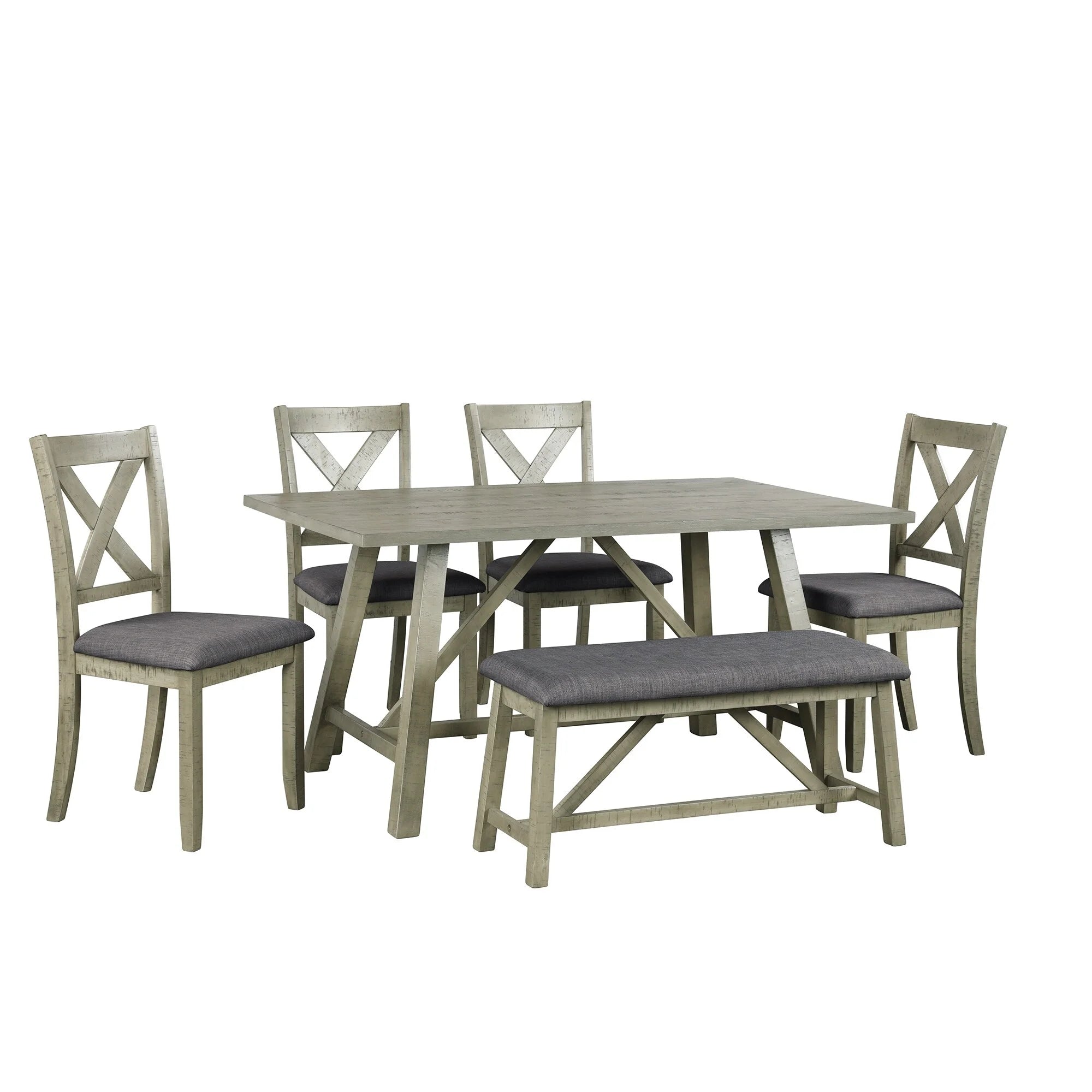 6 Piece Wood Dining Table Set with Chairs P168