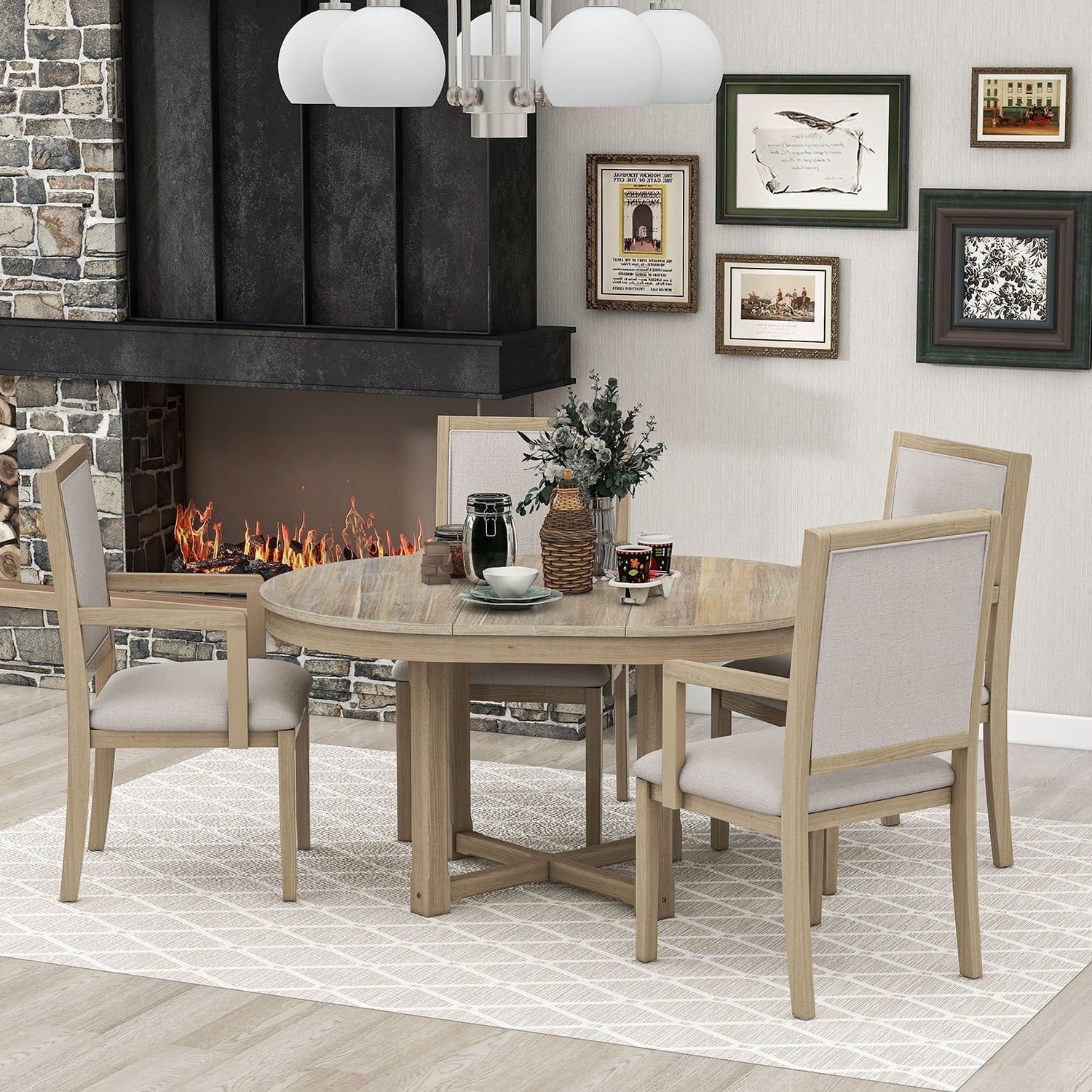 Extendable Wood Dining Table Set, 5-Piece T476437