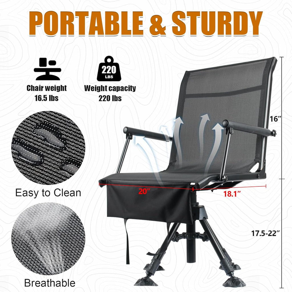 Folding Hunting Blind Chair with 360 Degree Swivel and Adjustable Height N9129