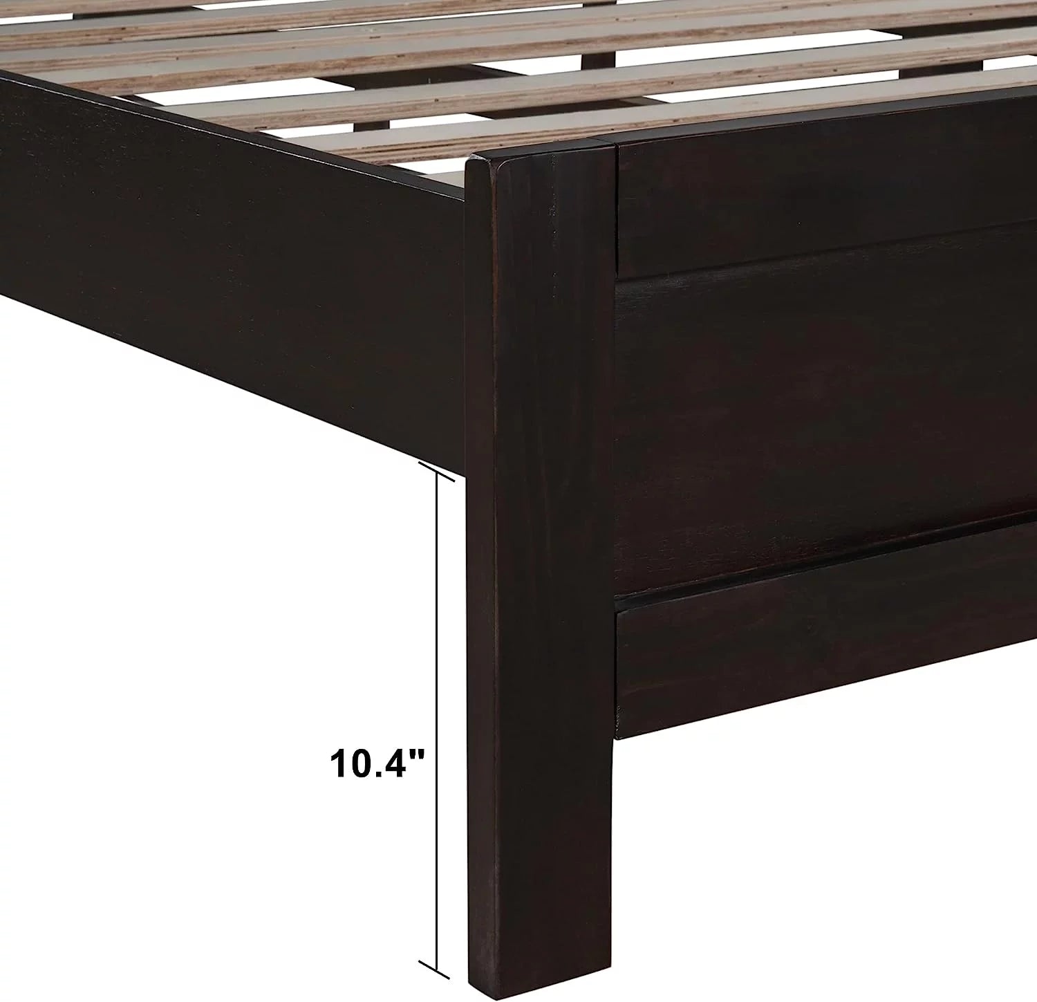 Solid Wood Platform Bed Frame with Headboard and Slat Support, Espresso P7697
