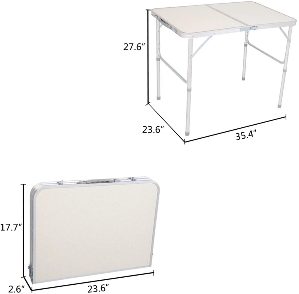 Aluminum Folding Camping Table, Height Adjustable Portable Outdoor Card Table Q337187