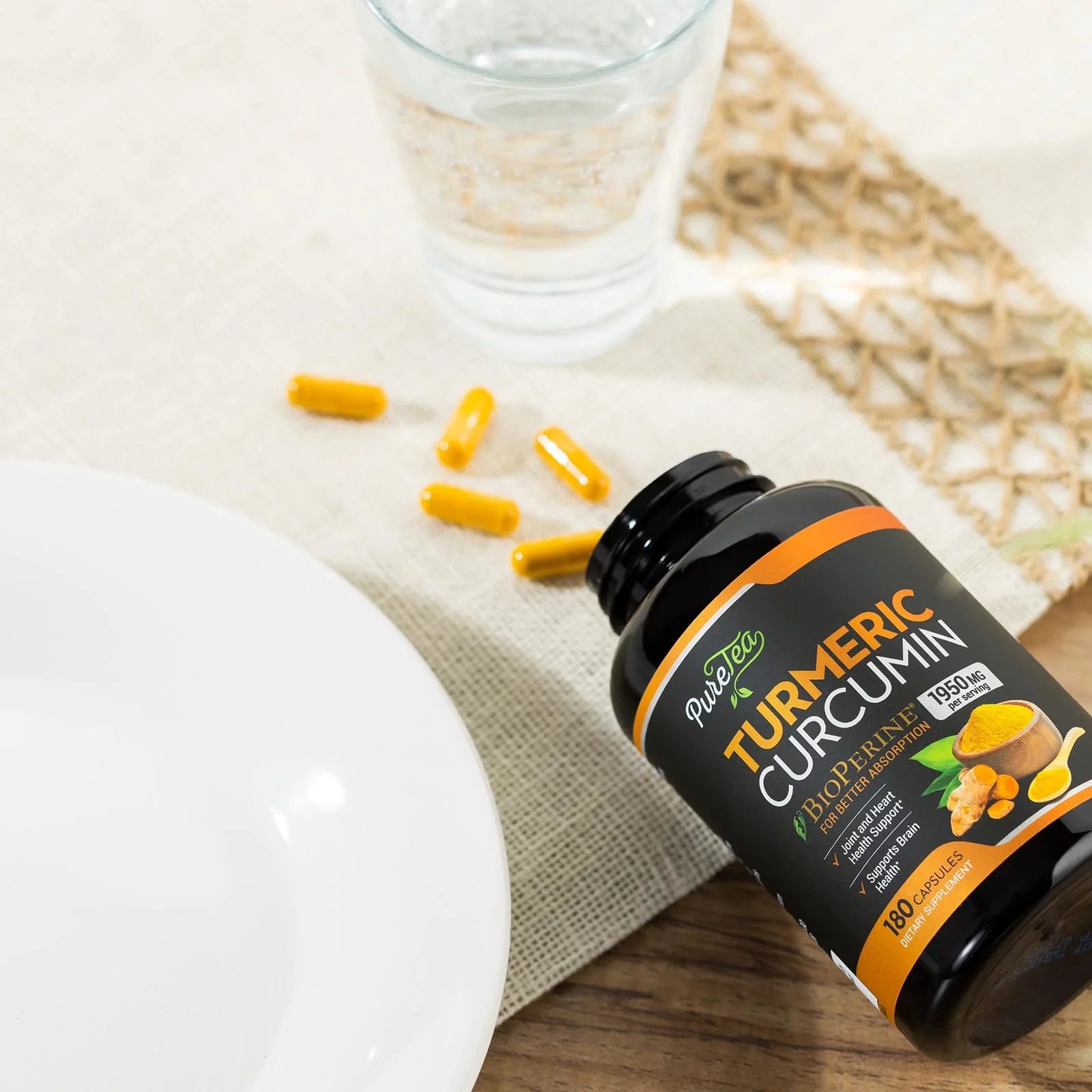 Turmeric Curcumin 1950mg with Black Pepper, Joint Support Supplement, 180 Capsules Y885