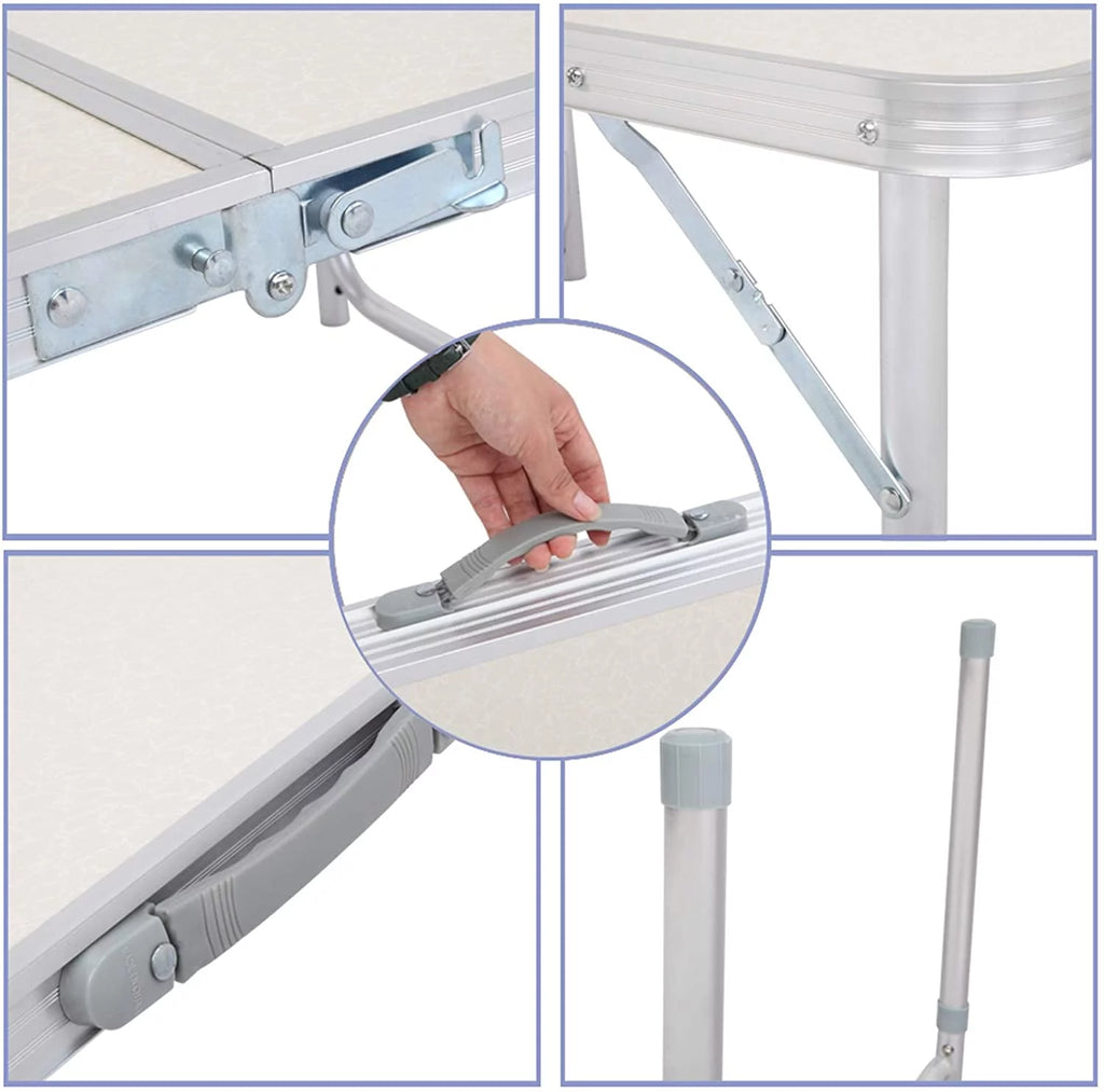 Aluminum Folding Camping Table, Height Adjustable Portable Outdoor Card Table Q337187