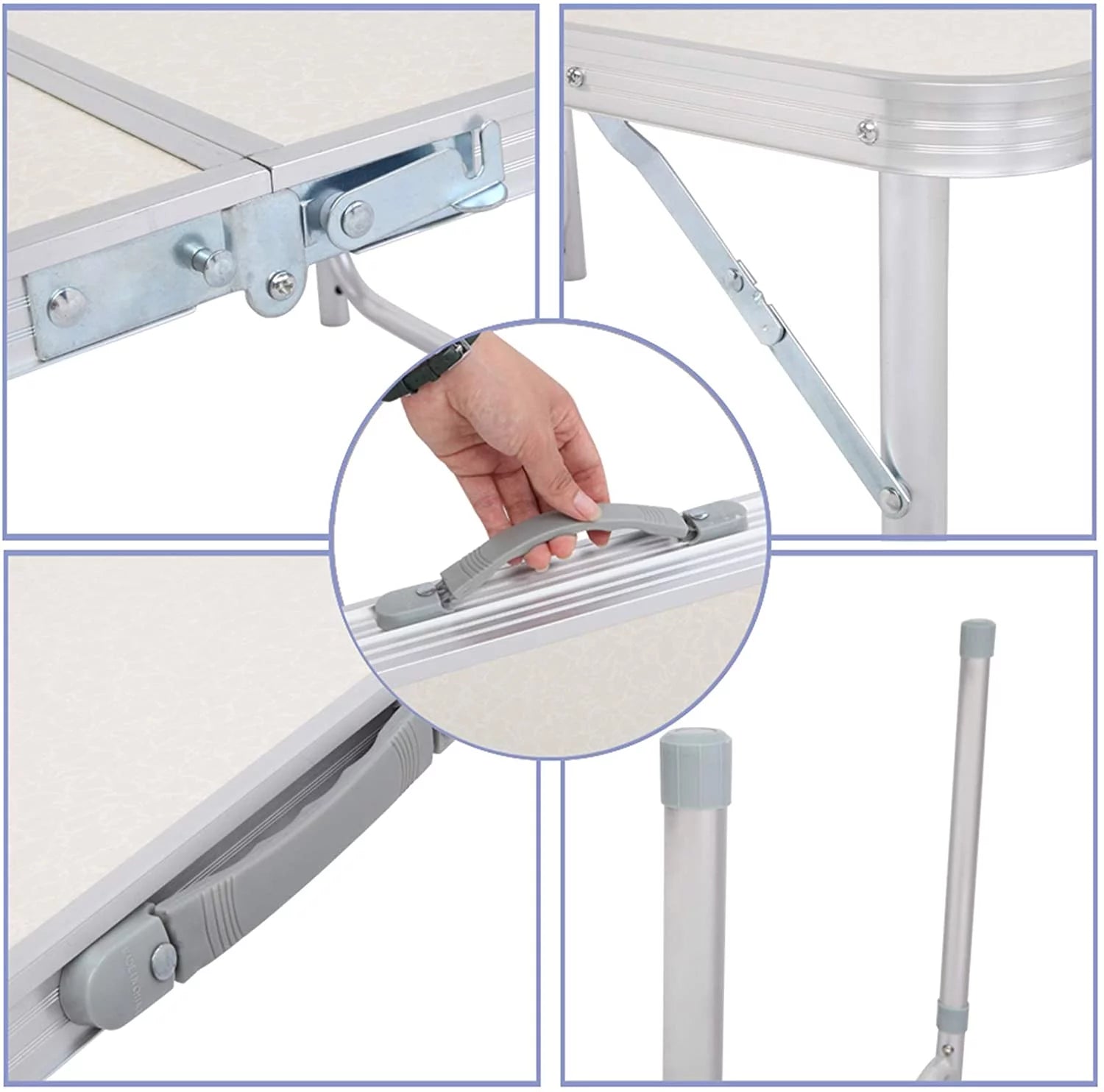 Aluminum Folding Camping Table, Height Adjustable Portable Outdoor Card Table Q337187