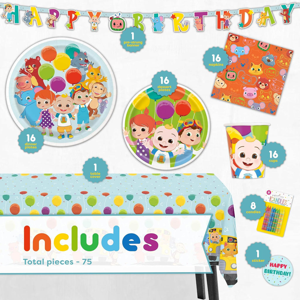 Party Supplies Set with Banner, Table Cover, Plates, Napkins, Cups and Sticker X47630
