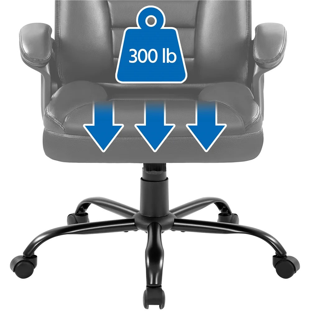 Faux Leather Executive Office Chair with Integrated Headrest, Black C91884