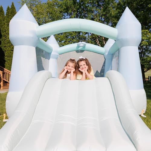 Bouncy Castle with Slide, Pastel Bounce House for Kids, Indoor and Outdoor Use B4436