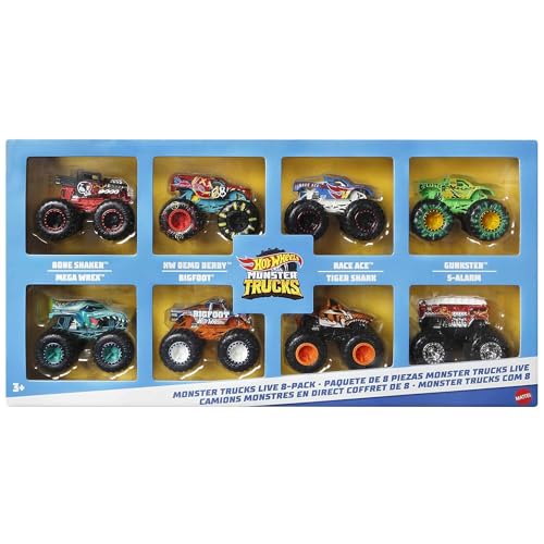 Monster Trucks 8-Pack, 1:64 Scale Toy Trucks for Kids 3+ Z437