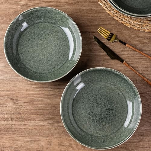 8.5" Ceramic Pasta Bowl Set of 6, 36oz, Microwave Safe, Ocean Blue K740363