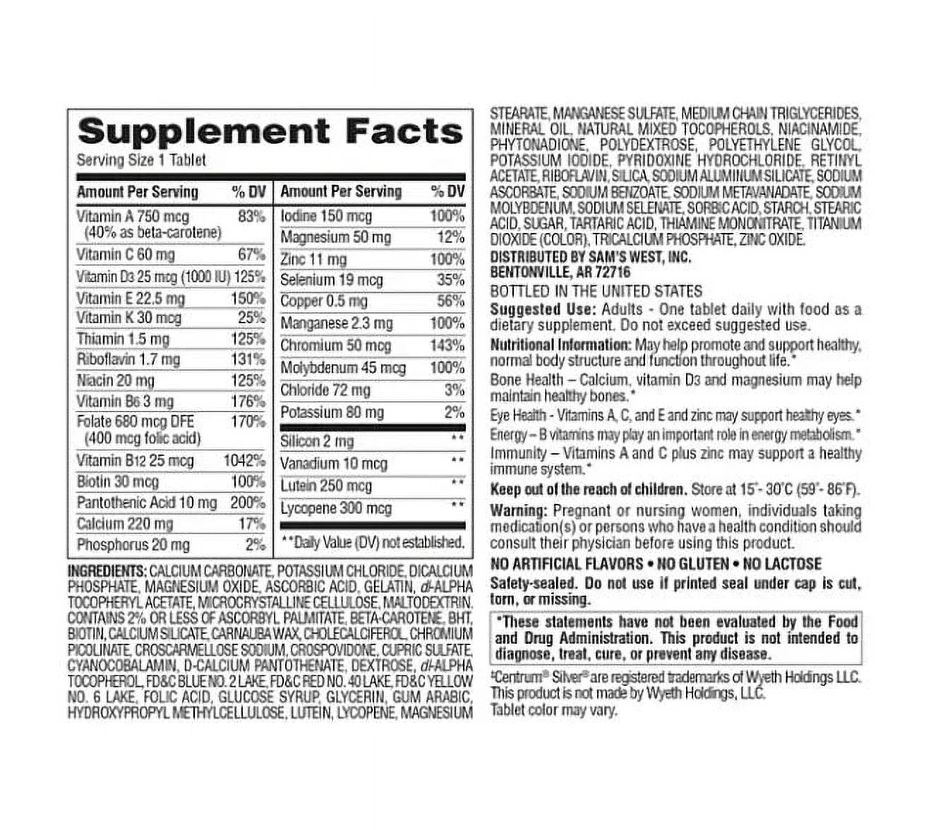 Multivitamin for Adults 50+ (400 ct.) I21401