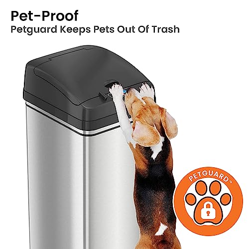 Stainless Steel Dual-Compartment Touchless Sensor Trash Can, 16 Gallon W3144