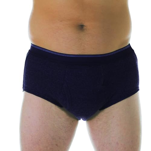 Wearever Men’s Incontinence Briefs for Bladder Control with Super Absorbency - Reusable & Washable Leak Proof Underwear for Men (Single Pair) (Gray) (M) (Waist 34-36")