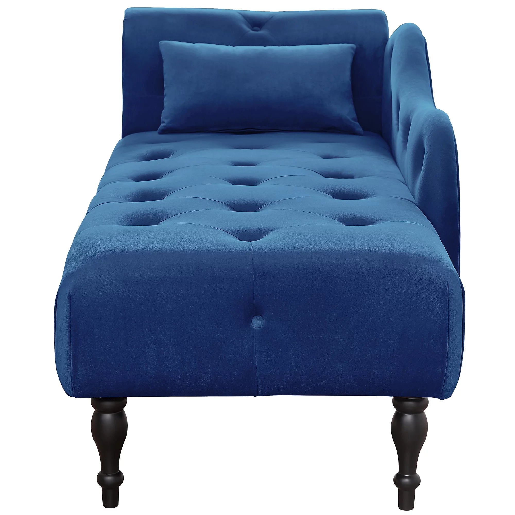 Modern Lounge Chaise Indoor, Upholstered Accent Chair with Button Tufted Seat and Solid Wooden Legs, Blue H5118