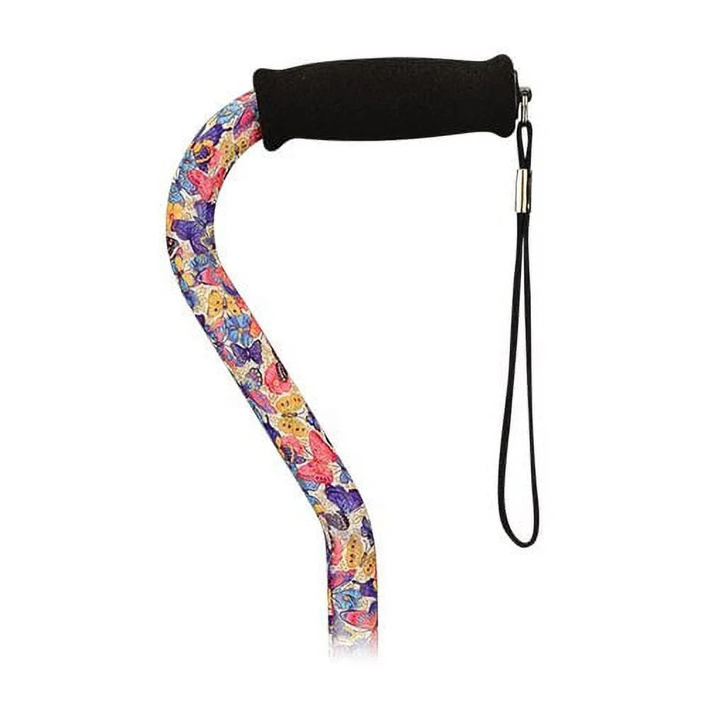 Sugarcane Walking Cane with All Terrain Rubber Quad Tip and Carrying Strap P232