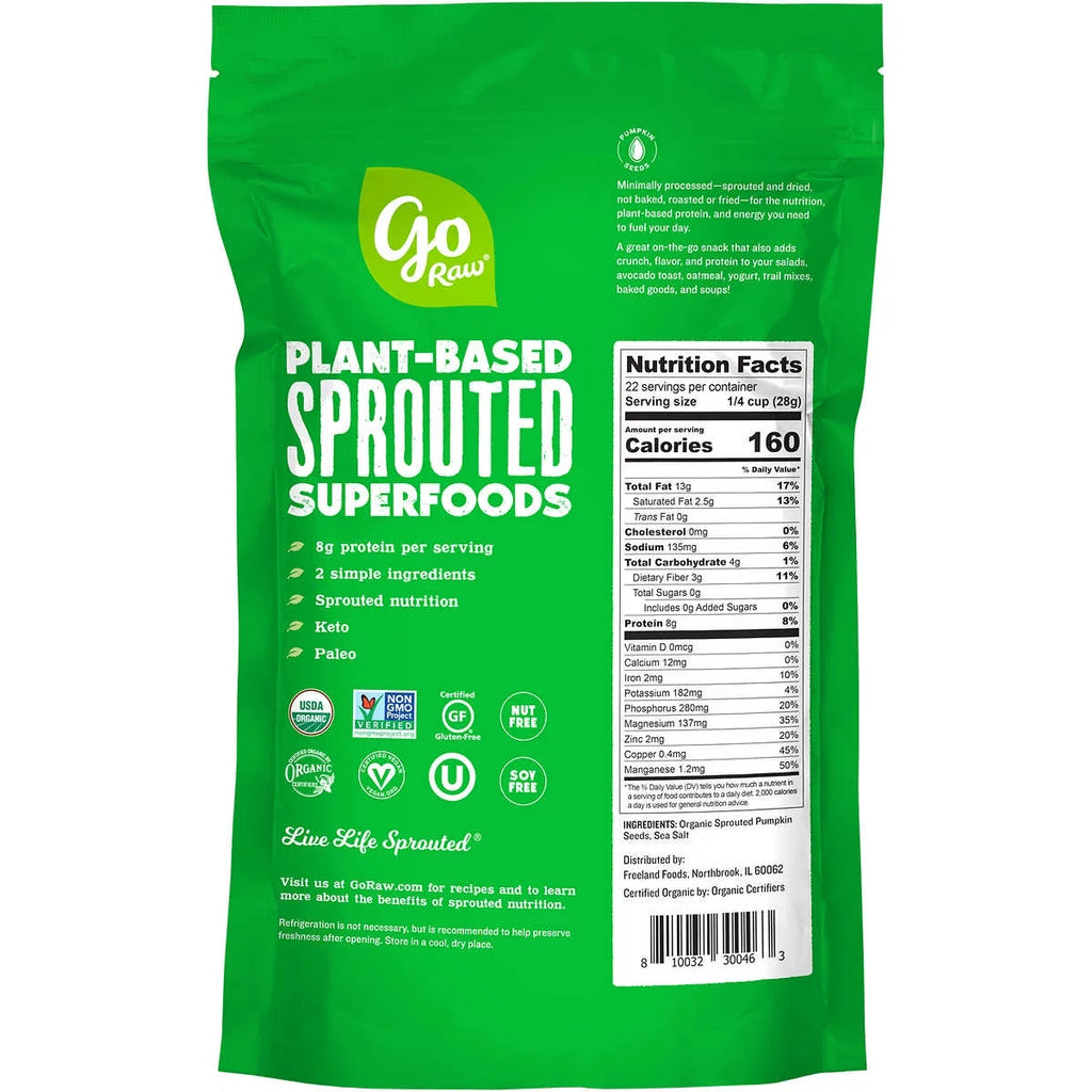 Sprouted Organic Pumpkin Seeds with Sea Salt, 22 oz V14374