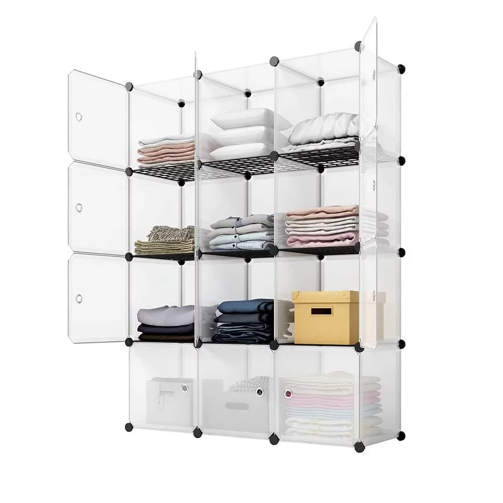 12-Cube Bookshelf Closet Organizer Storage Shelves, White N97603