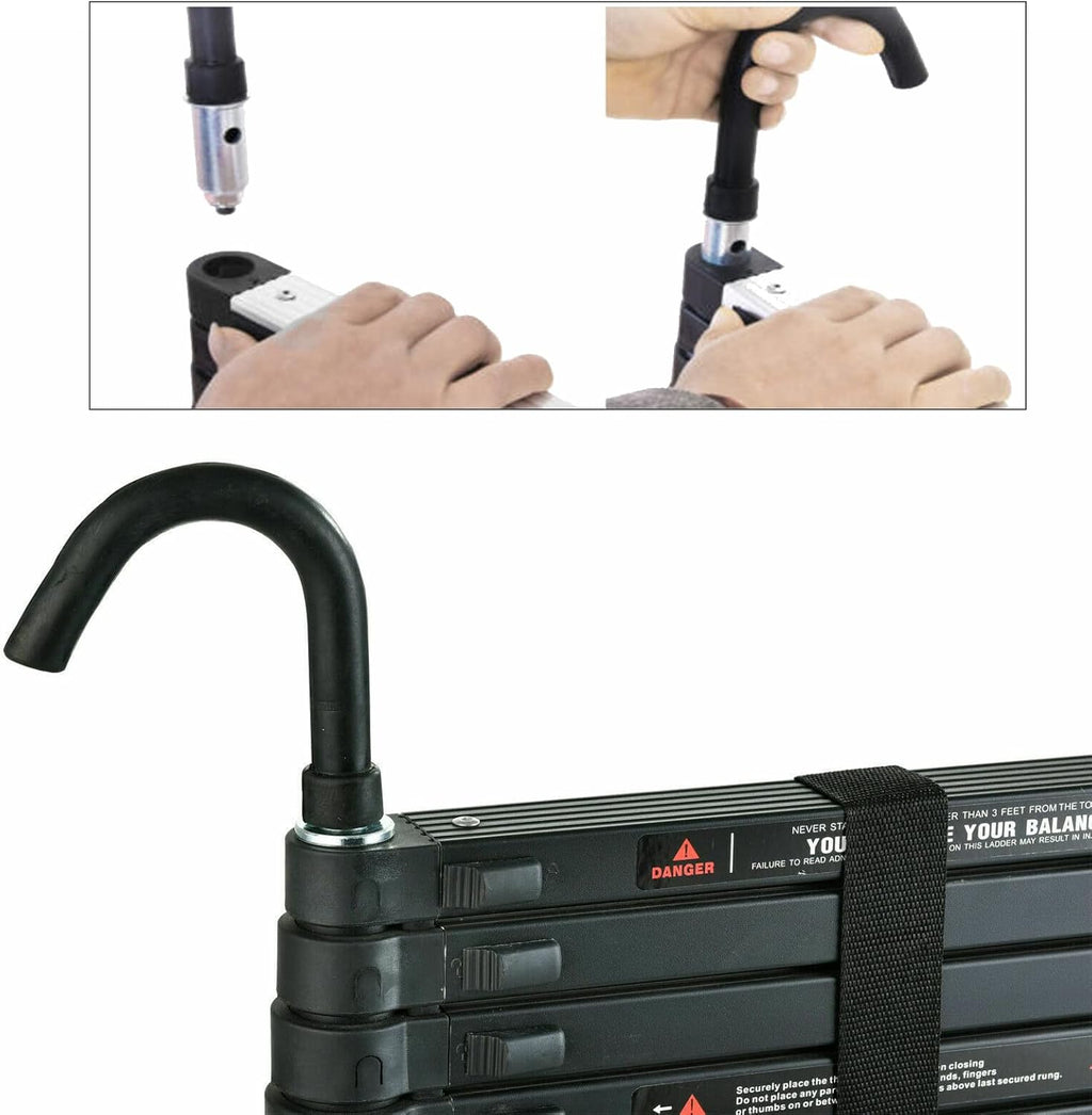 Aluminum Telescoping Ladder with Detachable Roof Hooks, 20 FT, Lightweight D360