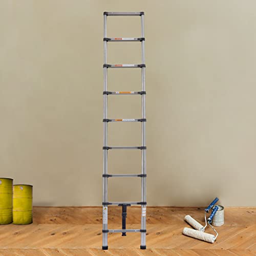 Telescoping Ladder 20FT Aluminum Compact Extension Ladder with Detachable Roof Hooks V575