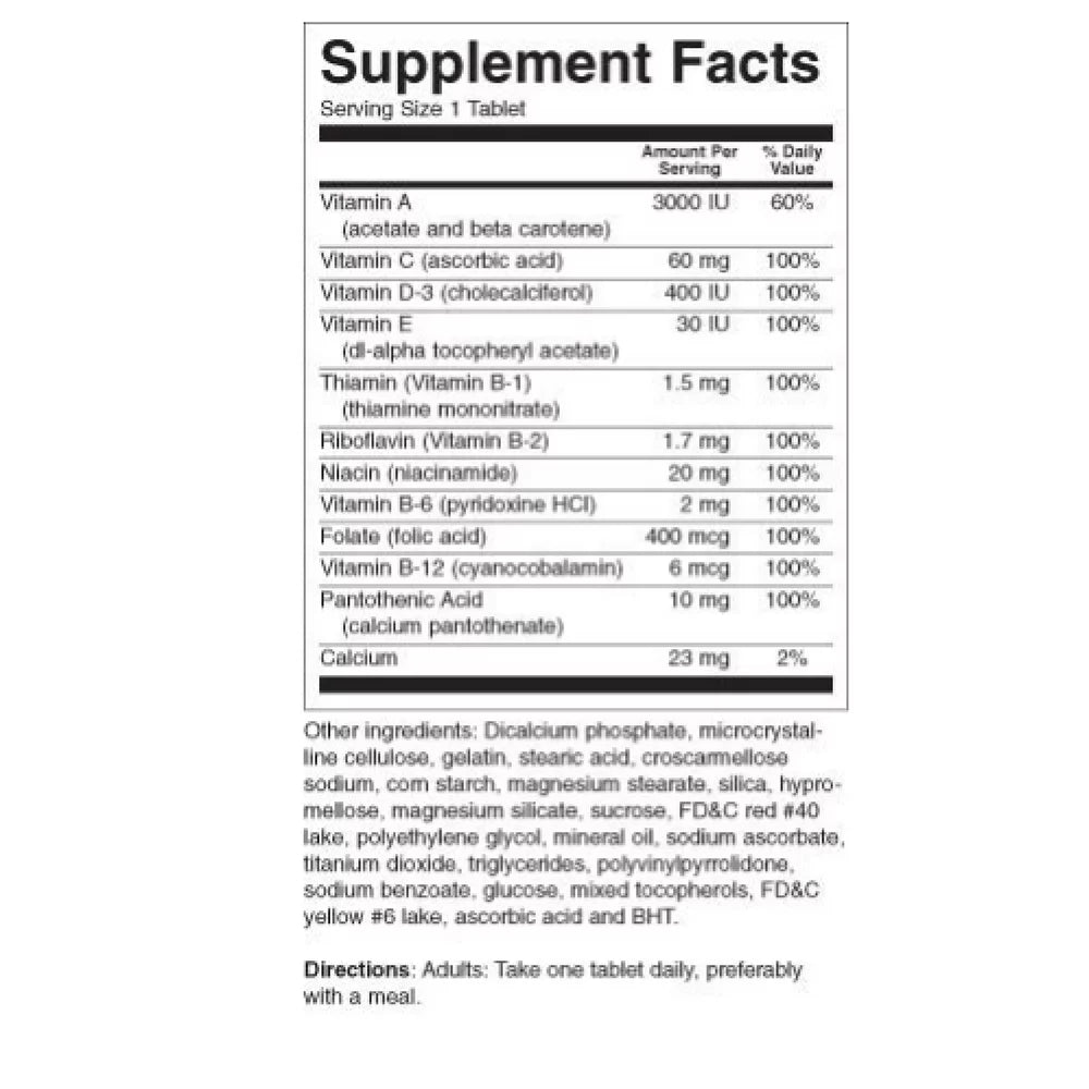 Multivitamin Tablets 100 Count, Pack of 6 O179431