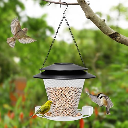 Metal Wild Bird Feeder Hanging Outdoors Squirrel Proof Red U33228