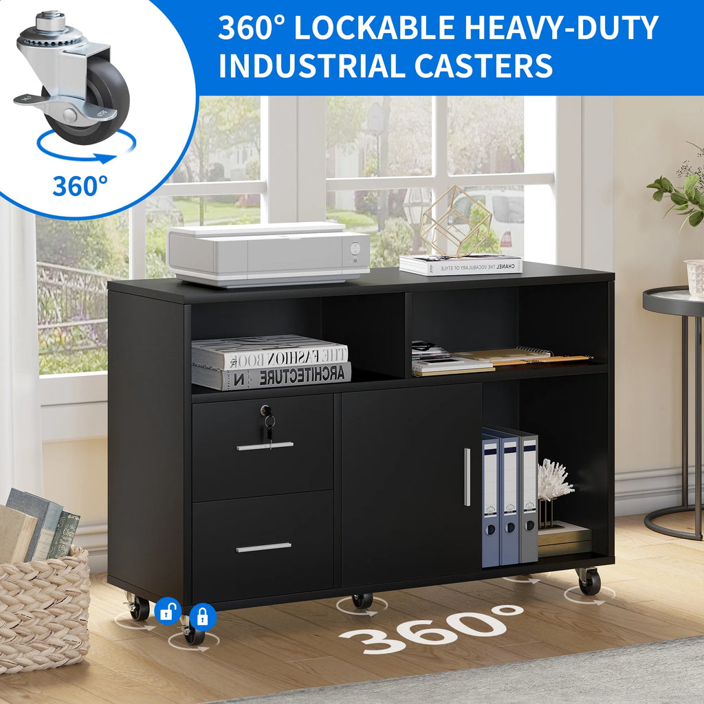 Office Lateral File Cabinet 2 Drawer with Lock Storage Shelf G9396