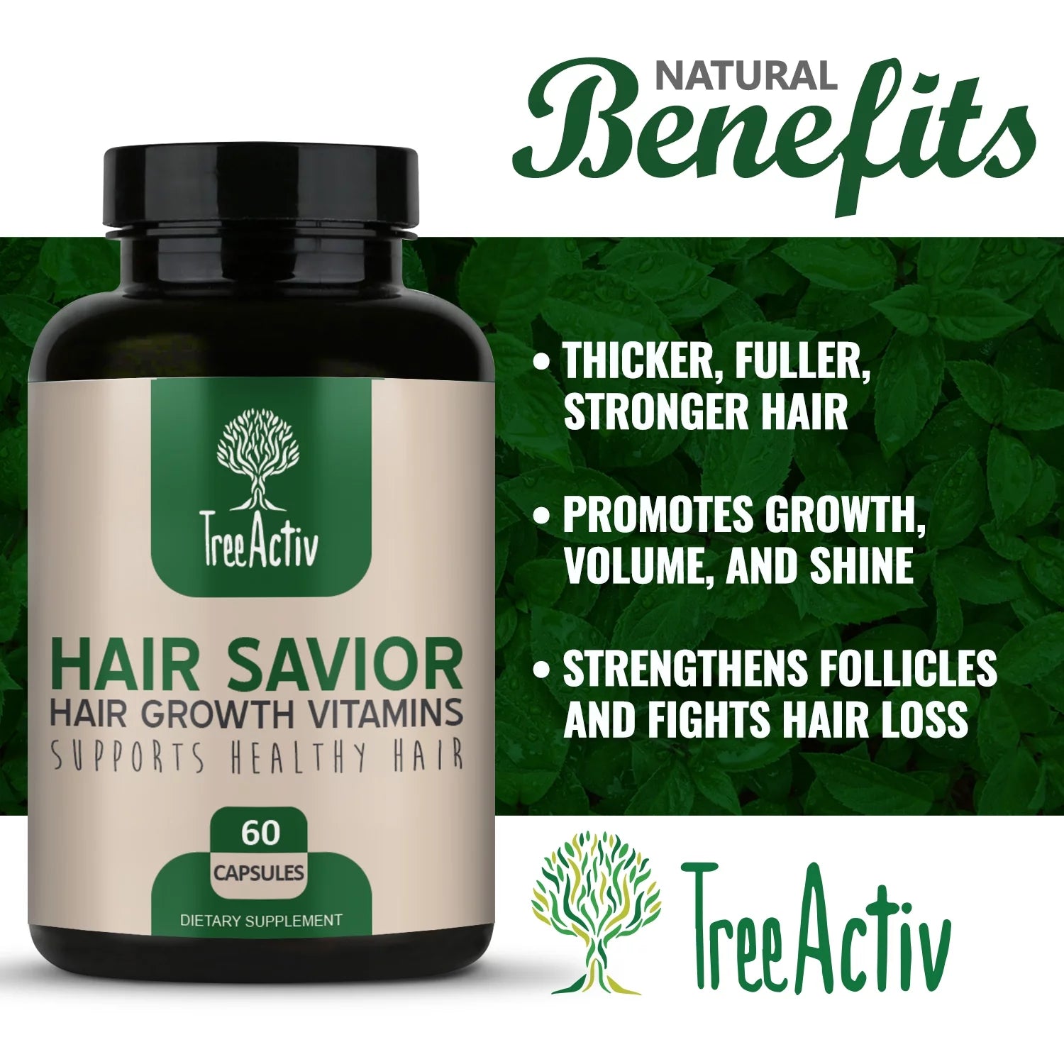 Biotin Hair Growth Vitamins with Saw Palmetto, 60 Capsules K150