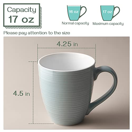 Ceramic Coffee Mug Set of 6, 17 oz with Handle, White I8842