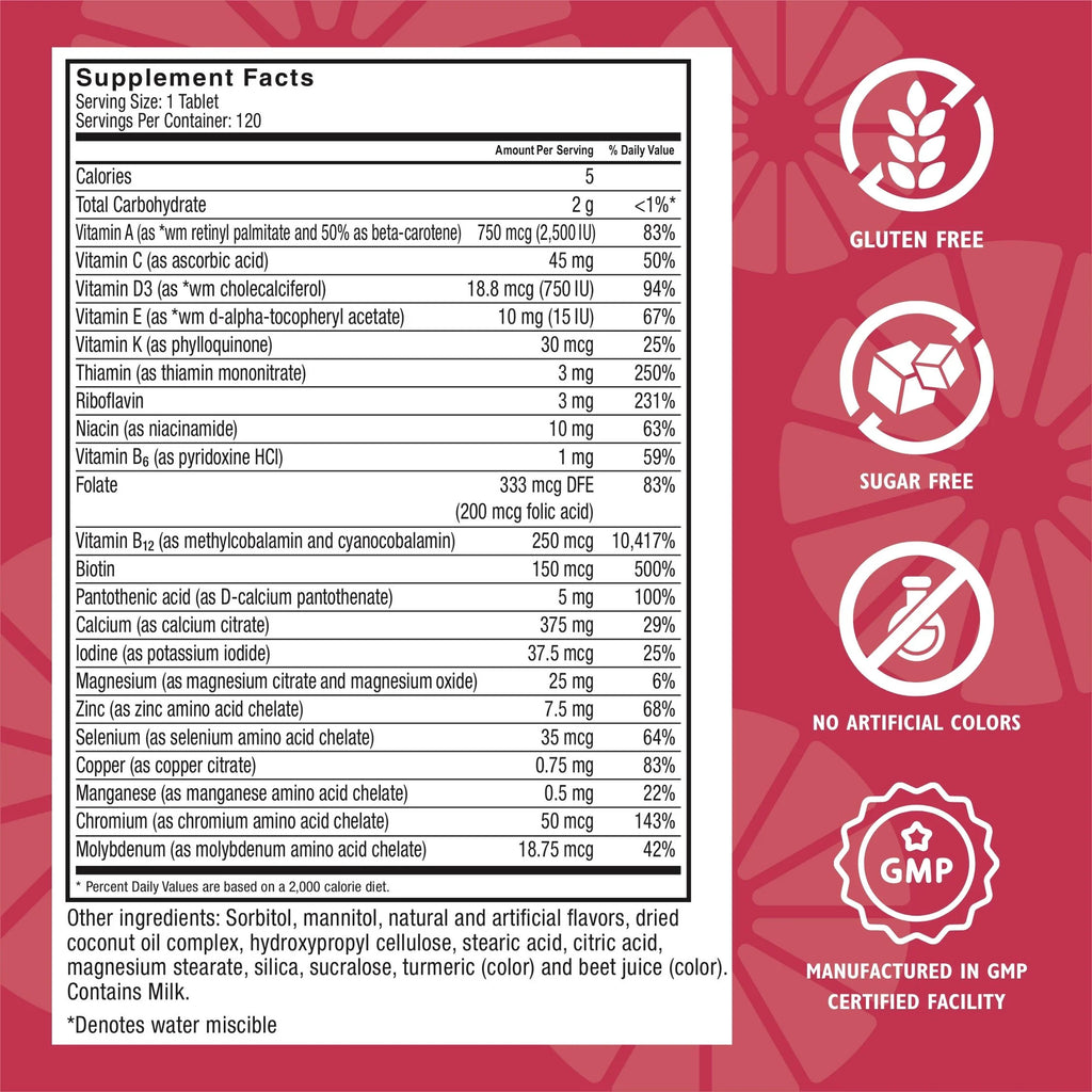 Bariatric Multivitamin with Calcium Citrate Chewables, Orange Pineapple, 120 Count H3260