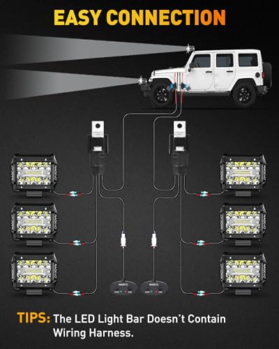 4 inch LED Pod Lights, 240W 24000LM, Spot Flood Combo for Truck Boat ATV UTV Jeep, 4 Pcs A819