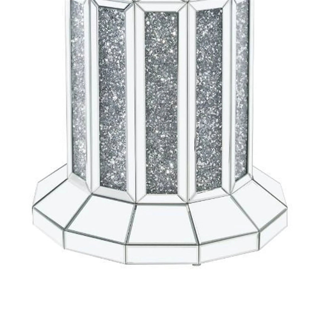 Round Glass Top Dining Table with Cross Oval Base B2734