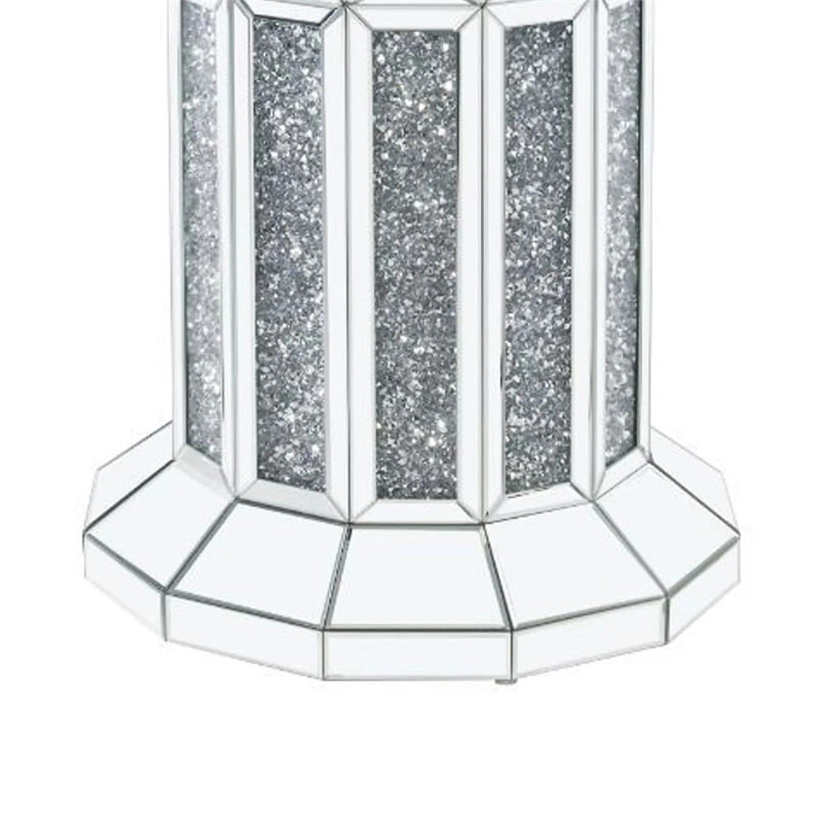 Round Glass Top Dining Table with Cross Oval Base B2734