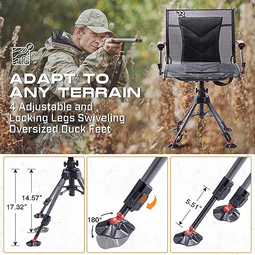 360 Degree Swivel Hunting Chair, 400 lbs Capacity, Height Adjustable, Padded Seat S57964